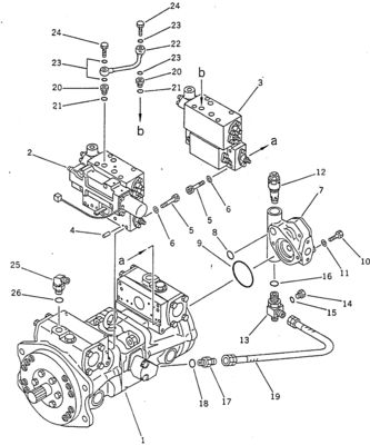 708-23-04014 PC100-5 120-5 150-5 Hydraulische pomp assemblage (HPV55+55) Komatsu onderdelen