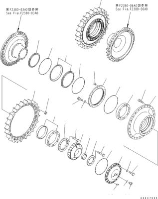 Komatsu Bulldozer D375A-3D Reismontage Finale aandrijving 195-27-00414 195-27-00542 195-27-00552 195-27-00406 195-27-00405
