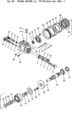 21K-60-00020 Voor Komatsu PC150-1 Graafmachine Reismontage Finale aandrijving Originele Reismotor Naverkoop Hoogwaardige kwaliteit