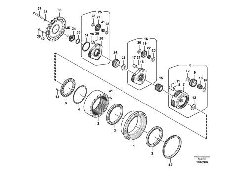 VOE14599921 VOE14599920 VOE14604840Voor Volvo graafmachine EC300D 350D 380DReismontage Eind aandrijving Originele reismotor